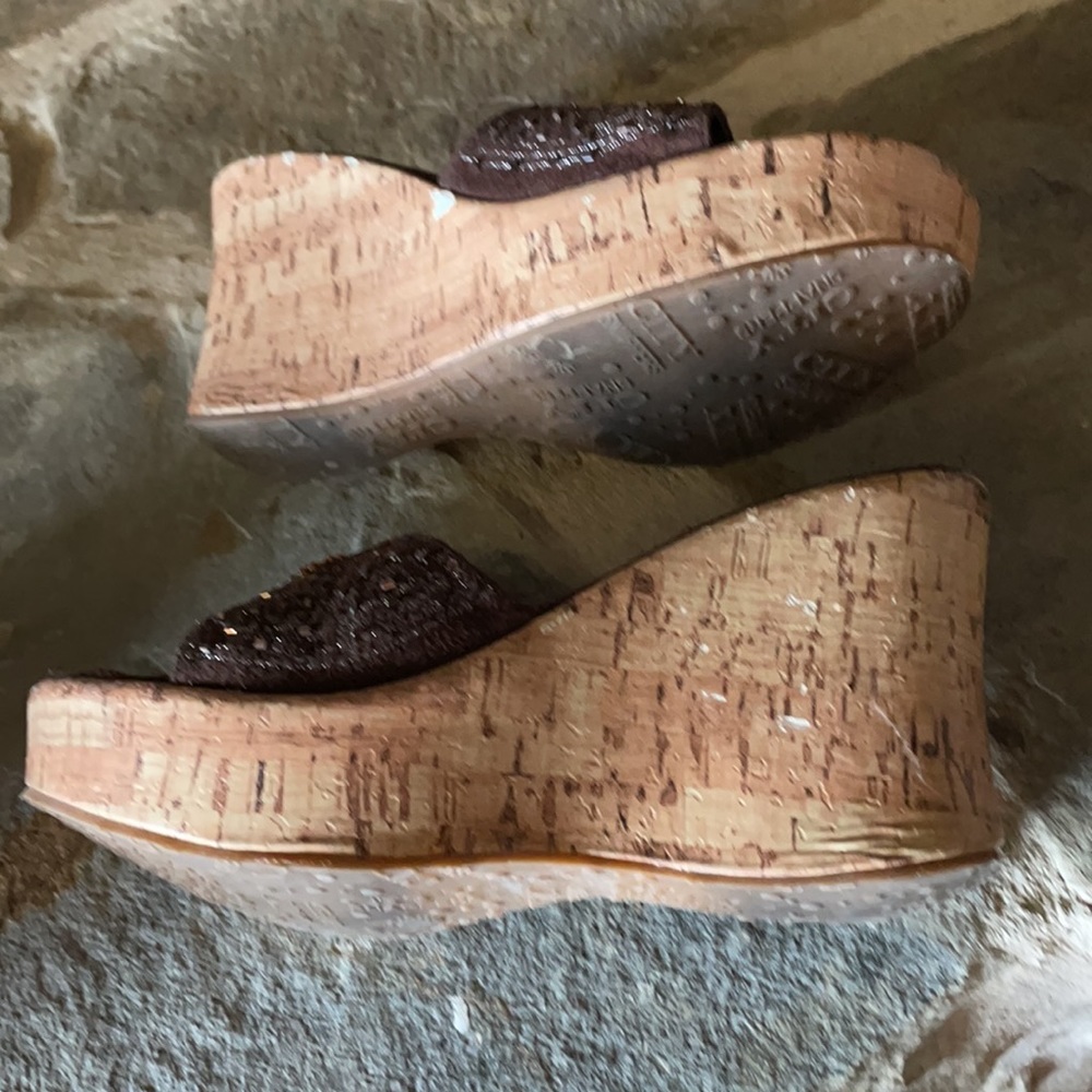 City Snapper Brown Embellished Wedges Size 7 - Picture 5 of 6